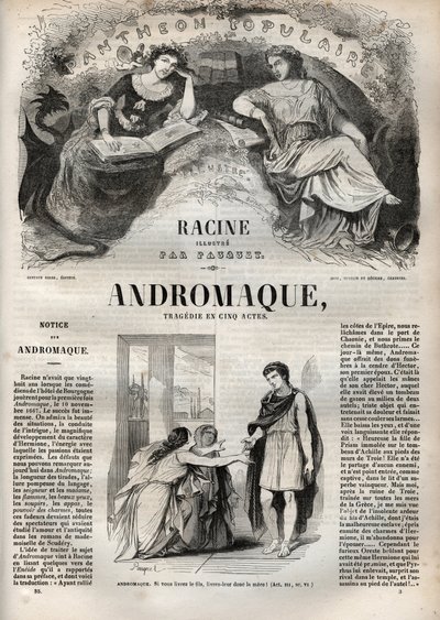 Tragedia Andromańska w pięciu aktach - grawerowanie w „Oeuvres de Jean Racine” z ilustracjami Pauqueta i uwagą Emile de La Bedolliere - 1851 autorstwa Hippolyte Louis Pauquet
