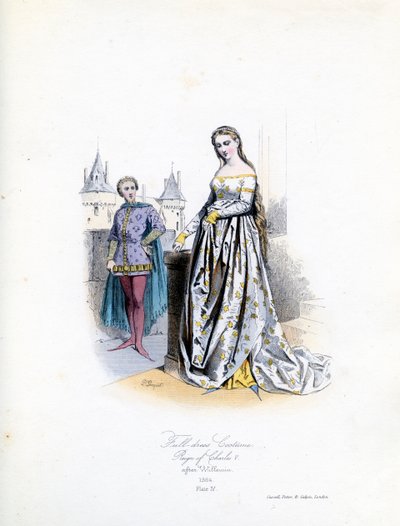 Szlachetna kobieta w pełnym stroju autorstwa Hippolyte Louis and Polydore Pauquet