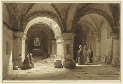 Sklepienia klasztorne z mnichami autorstwa Hippolyte Victor Valentin Sebron