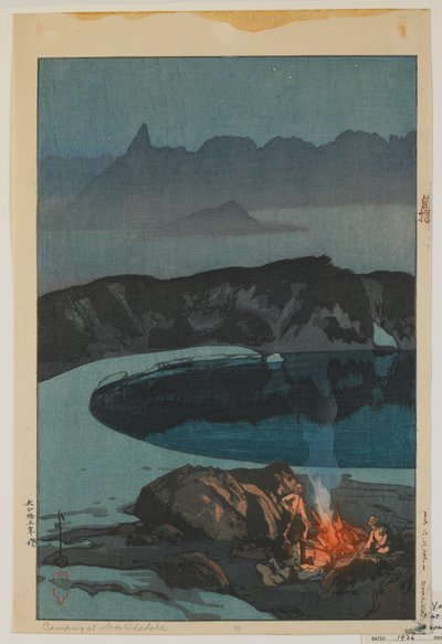 Kemping w Washiha, z serii Dwanaście scen w Alpach Japońskich, epoka Taisho autorstwa Hiroshi Yoshida