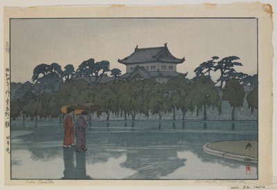 Zamek Edo, z serii, Dwanaście scen Tokio, epoka Showa autorstwa Hiroshi Yoshida