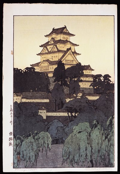 Wieczorny widok na zamek Himeji? autorstwa Hiroshi Yoshida