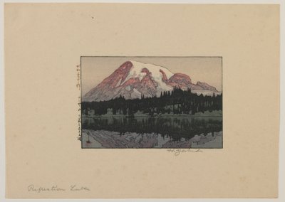 Jezioro odbicia na górze Rainier, epoka Showa autorstwa Hiroshi Yoshida