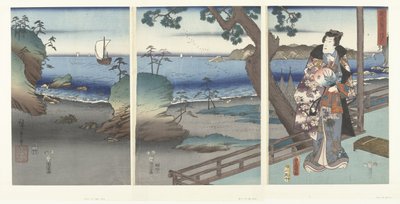 De Egante Książę Genji Tesuma Furyu Genji Suma autorstwa Hiroshige (I) , Utagawa