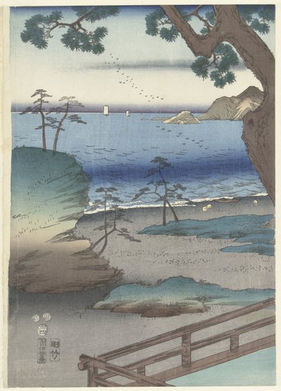 De Egante Książę Genji Tesuma Furyu Genji Suma autorstwa Hiroshige (I) , Utagawa