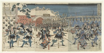 Zemsta niewiernych samurajów bez przywódcy Gishi katakiuchi no zu (tytuł na obiekcie) autorstwa Hiroshige (I) , Utagawa