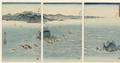 Widok na wiry wodne w Narucie w Awie woj. Awa Naruto no fukei (tytuł na obiekcie) Śnieg, księżyc i kwiaty (tytuł serii) Setsugekka (tytuł serii) autorstwa Hiroshige (I) , Utagawa