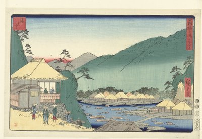 Yumoto (tytuł na obiekcie) Siedem gorących źródeł w Hakone (tytuł serii) Hakone Shichito zue (tytuł serii na obiekcie) autorstwa Hiroshige (I) , Utagawa