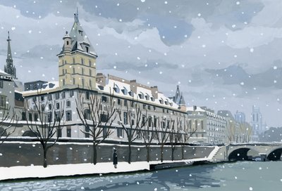 Sekwana zimą, 2015 (Gwasz na papierze) autorstwa Hiroyuki Izutsu
