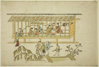 Dom kurtyzan z serii „Wygląd Yoshiwary (Yoshiwara no tei)” autorstwa Hishikawa Moronobu