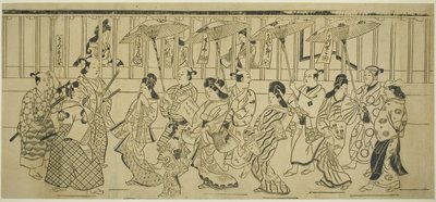 Parada kurtyzan autorstwa Hishikawa Moronobu