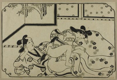 Arkusz z albumu shunga autorstwa Hishikawa Moronobu