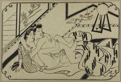 Arkusz z albumu shunga autorstwa Hishikawa Moronobu