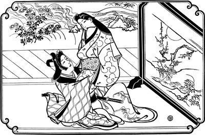 Za ekranem, lata 80. XVII wieku. autorstwa Hishikawa Moronobu