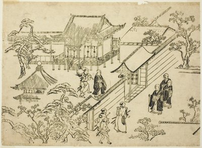 Honbo, z serii „Sceny oglądania kwiatów w Ueno (Ueno hanami no tei)” autorstwa Hishikawa Moronobu