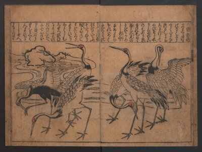Illustrationen von Vögeln und Blumen (Kachō e-zukushi) autorstwa Hishikawa Moronobu