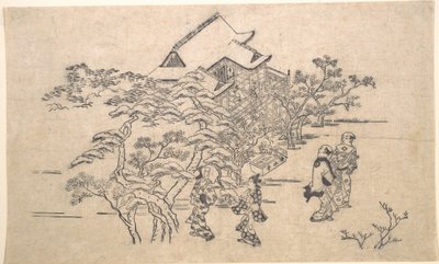Świątynia Kiyomizu w Kioto autorstwa Hishikawa Moronobu