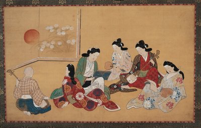 Spotkanie muzyczne autorstwa Hishikawa Moronobu