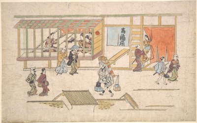 Scena w Yoshiwarze autorstwa Hishikawa Moronobu