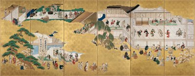 Sceny z teatru kabuki Nakamura autorstwa Hishikawa Moronobu