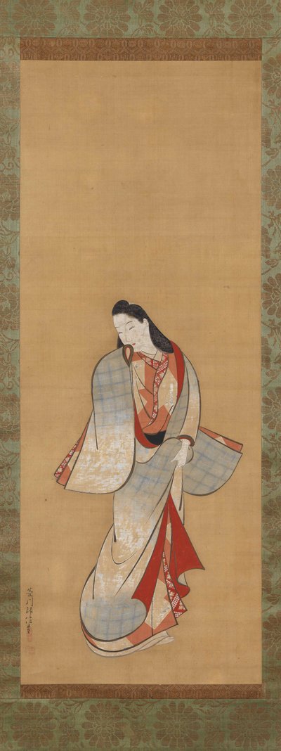 Stehende Schönheit autorstwa Hishikawa Moronobu