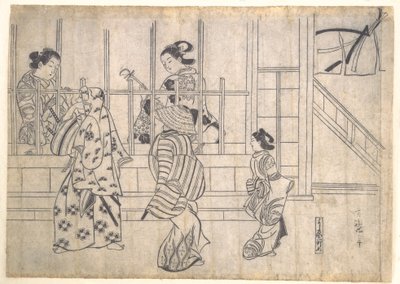 Scena uliczna w Yoshiwarze autorstwa Hishikawa Moronobu