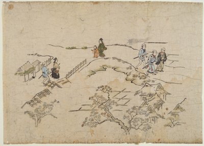 Yoshiwara no Tei, c.1680 (colour woodblock print) autorstwa Hishikawa Moronobu
