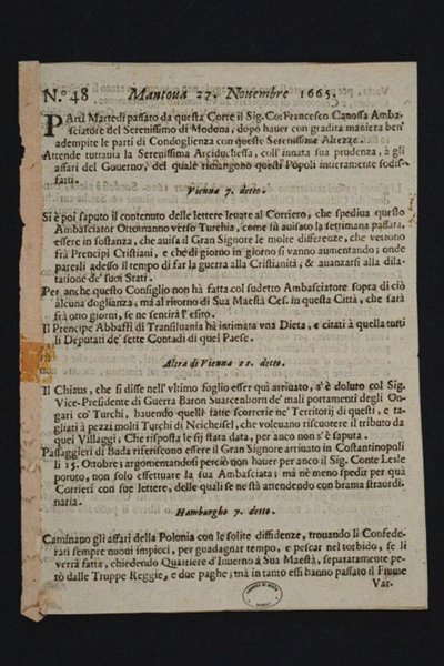 Gazzetta di Mantova - najstarsza włoska gazeta, 1665 autorstwa Historic Object