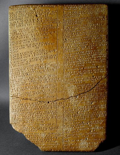 Cywilizacja hetycka: tabliczka klinowa z zapisem Rytuału Amihatny, arcykapłana boskiej Iszary, ze stanowiska Hattusa (dzisiejszy Bogazkoi) 1650-1200 pne. Muzeum Archeologiczne w Stambule autorstwa Hittite