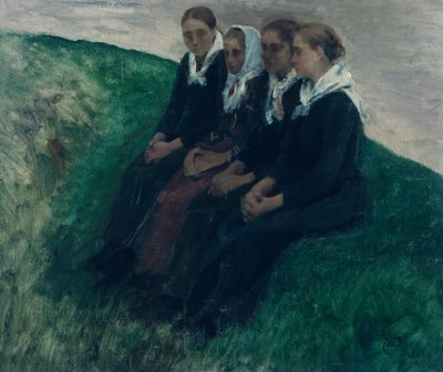 Czterech przyjaciół autorstwa Hjalmer Eilif Emanuel Peterssen