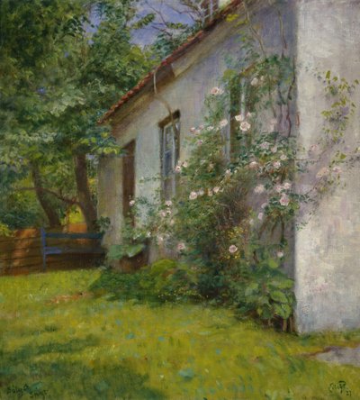 Dom z krzewem róży, Sandø autorstwa Hjalmer Eilif Emanuel Peterssen