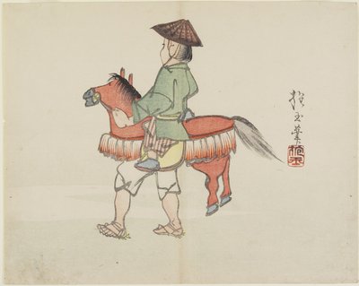 (Performer uliczny w kostiumie konia), ok. 1830 r. autorstwa Hogyoku