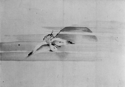 Żuraw i Słońce, XIX wiek. autorstwa Hokusai School.