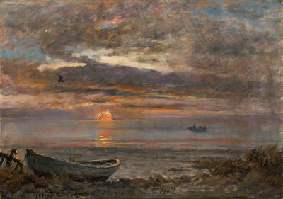 Zachód słońca w styczniowy dzień w Skagen. autorstwa Holger Drachmann