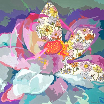 Abstrakcja kwiatowa #10, 2023 (gwasz na papierze) autorstwa Holly Boruck