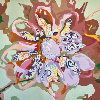 Abstrakcja kwiatowa #3, 2023 (gwasz na papierze) autorstwa Holly Boruck