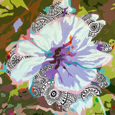Abstrakcja kwiatowa #4, 2023 (gwasz na papierze) autorstwa Holly Boruck