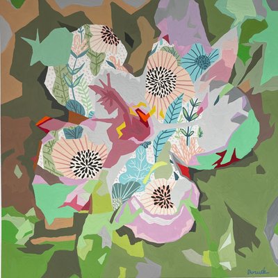 Abstrakcja kwiatowa #5, 2023 (gwasz na papierze) autorstwa Holly Boruck