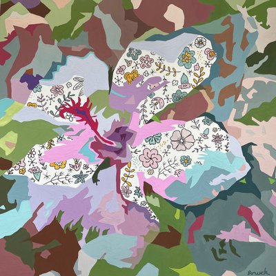Abstrakcja kwiatowa #7, 2023 (gwasz na papierze) autorstwa Holly Boruck