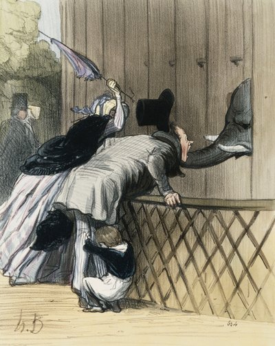 Strach w Jardin des Plantes, z „Les Etrangers a Paris” Honore Daumier, Aubert et Compagnie, 1844 autorstwa Honoré Daumier