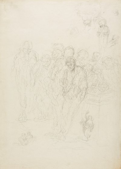 Grupa mężczyzn i inne szkice, 1857 autorstwa Honoré Daumier