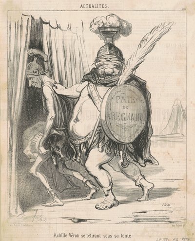 Achille Vèron wycofuje się do swojego namiotu autorstwa Honoré Daumier