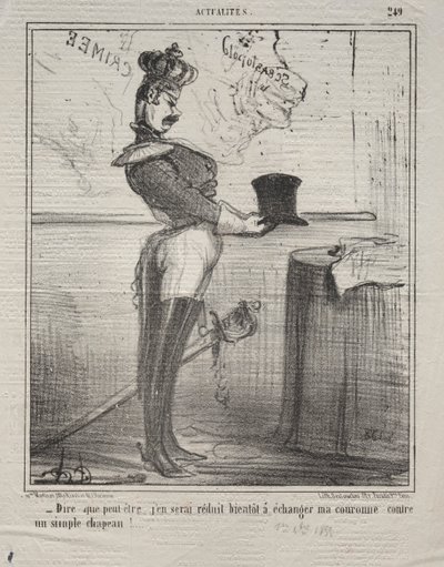 Fakty (nr 249): Mówią, że wkrótce sprowadzę się do wymiany korony na prosty kapelusz! autorstwa Honoré Daumier