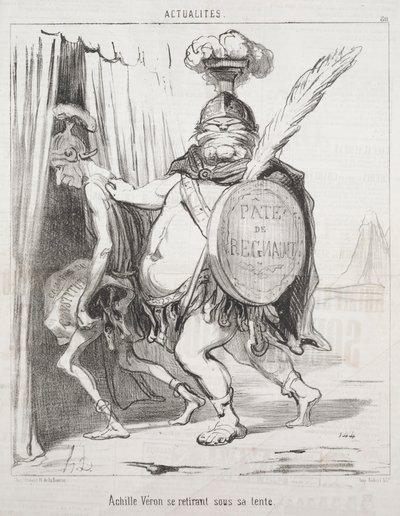Fakty: Achilles wycofuje się do swojego namiotu, 1850. autorstwa Honoré Daumier