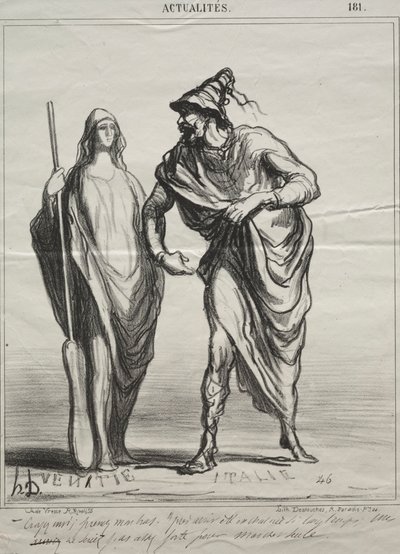 Fakty, plansza 181: Za co mnie bierzesz! Weź mnie pod ramię, 1866. autorstwa Honoré Daumier