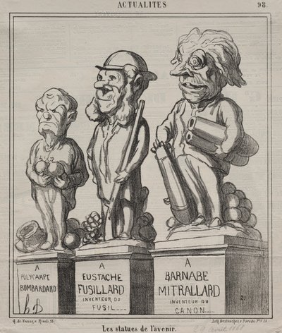 Tablica aktualności 98: Posągi przyszłości, 1868. autorstwa Honoré Daumier
