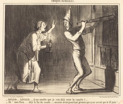 Adelaide...Adelaide...wydaje mi się, że już widzę nadchodzącą kometę!!... autorstwa Honoré Daumier