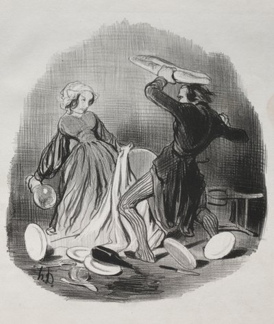 Ach! Myślisz, że twoja żona nie zapewnia ci wystarczająco dużo, złoczyńcy. . . . autorstwa Honoré Daumier