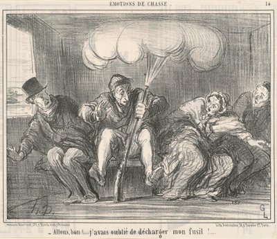 Chodź dobrze! Zapomniałem rozładować broń! autorstwa Honoré Daumier