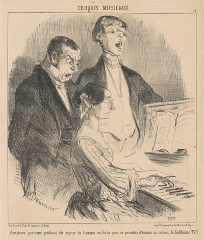 Paryscy amatorzy cieszą się pobytem Rossiniego autorstwa Honoré Daumier